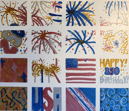 Patriotic design multi image motif; art by Lisa Whitten