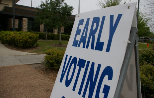 Early voting sign in front of a library in Florida